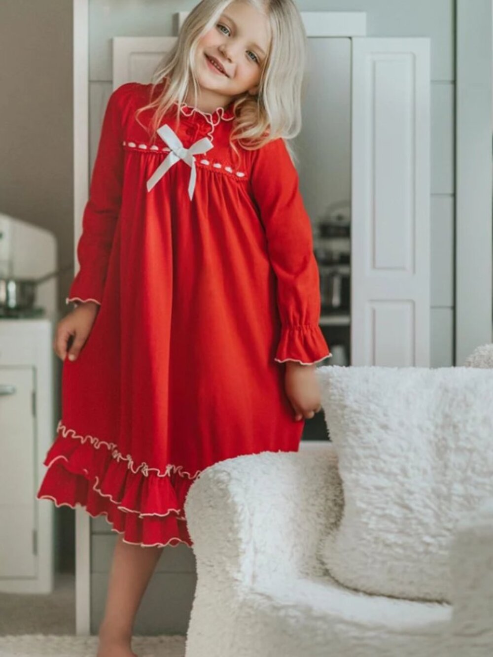 Only Little Once Red Christmas Girl's Gown Long Sleeve-Size 10
